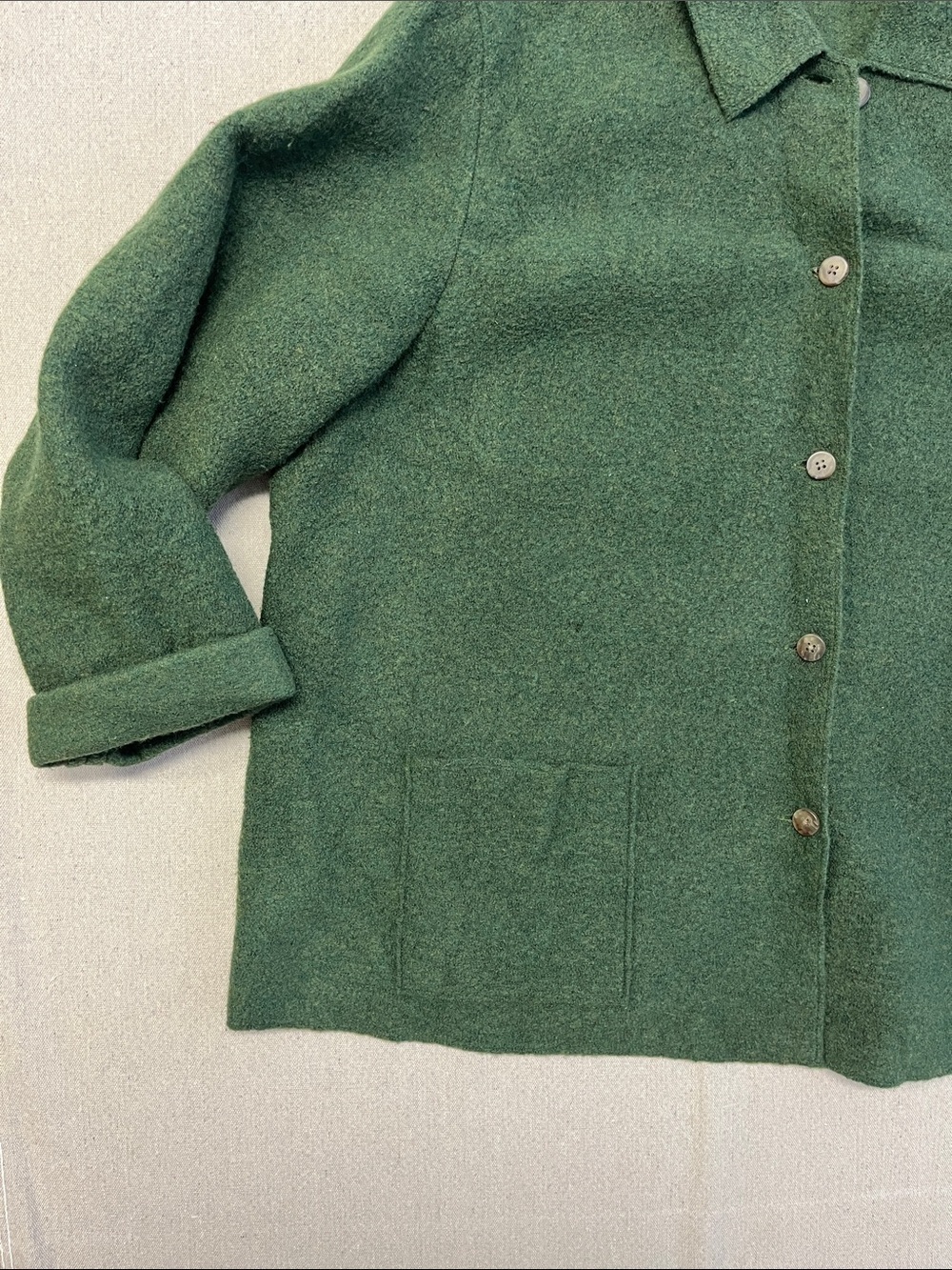Lands’ End 100% Wool Green Button Front Jacket 24W Plus - Picture 13 of 13